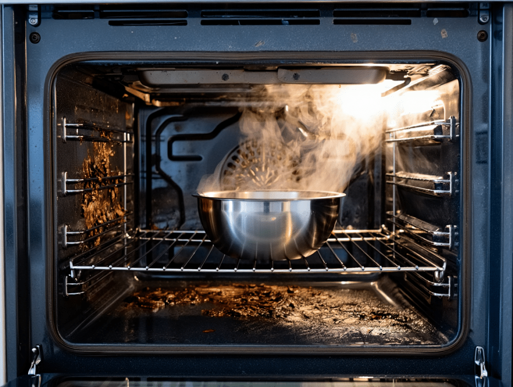 Vapeur chaude pour nettoyer un four