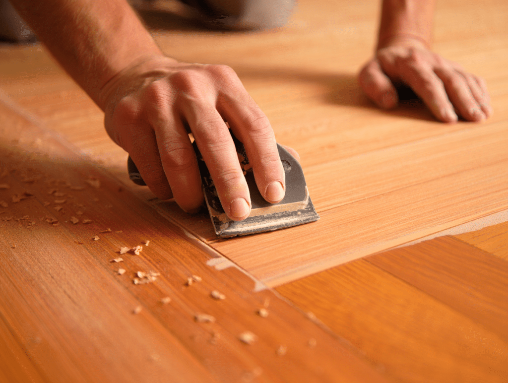 Ponçage manuel du parquet