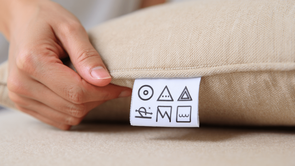 Identification du type de tissu d'un canapé avant le nettoyage.