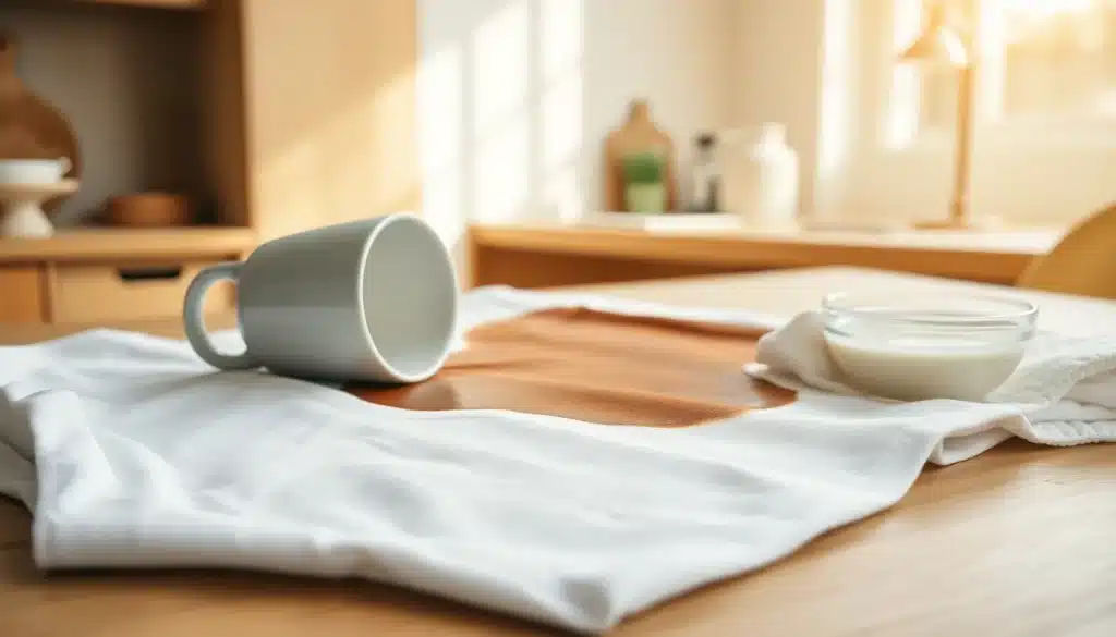 Enlever une tache de café sur un vêtement blanc avec du vinaigre blanc