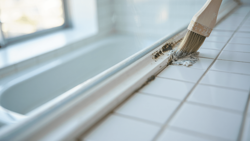 Nettoyer un joint silicone noirci par la moisissure dans une salle de bain
